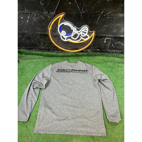 Harley Davidson Henley Gray Long sleeve‎ Shirt Lightweight Men's Size Large LG - Picture 4 of 5